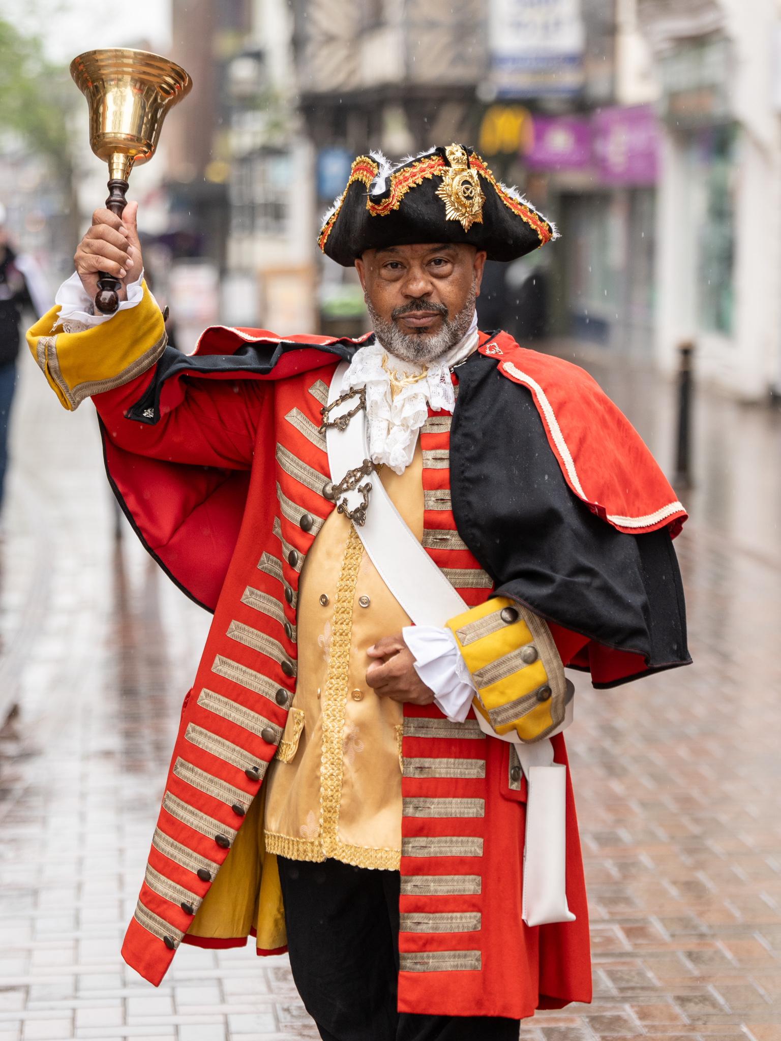 Adrian Basford, Town Crier of Rugeley, in full livery