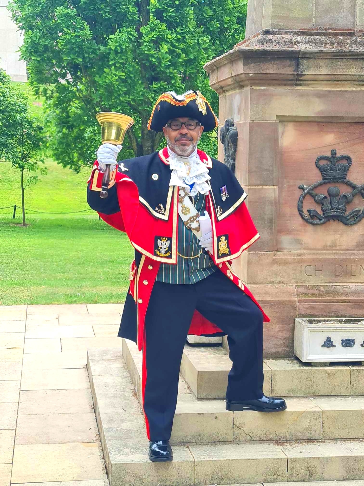 Adrian Basford, Town Crier of Rugeley, in full livery